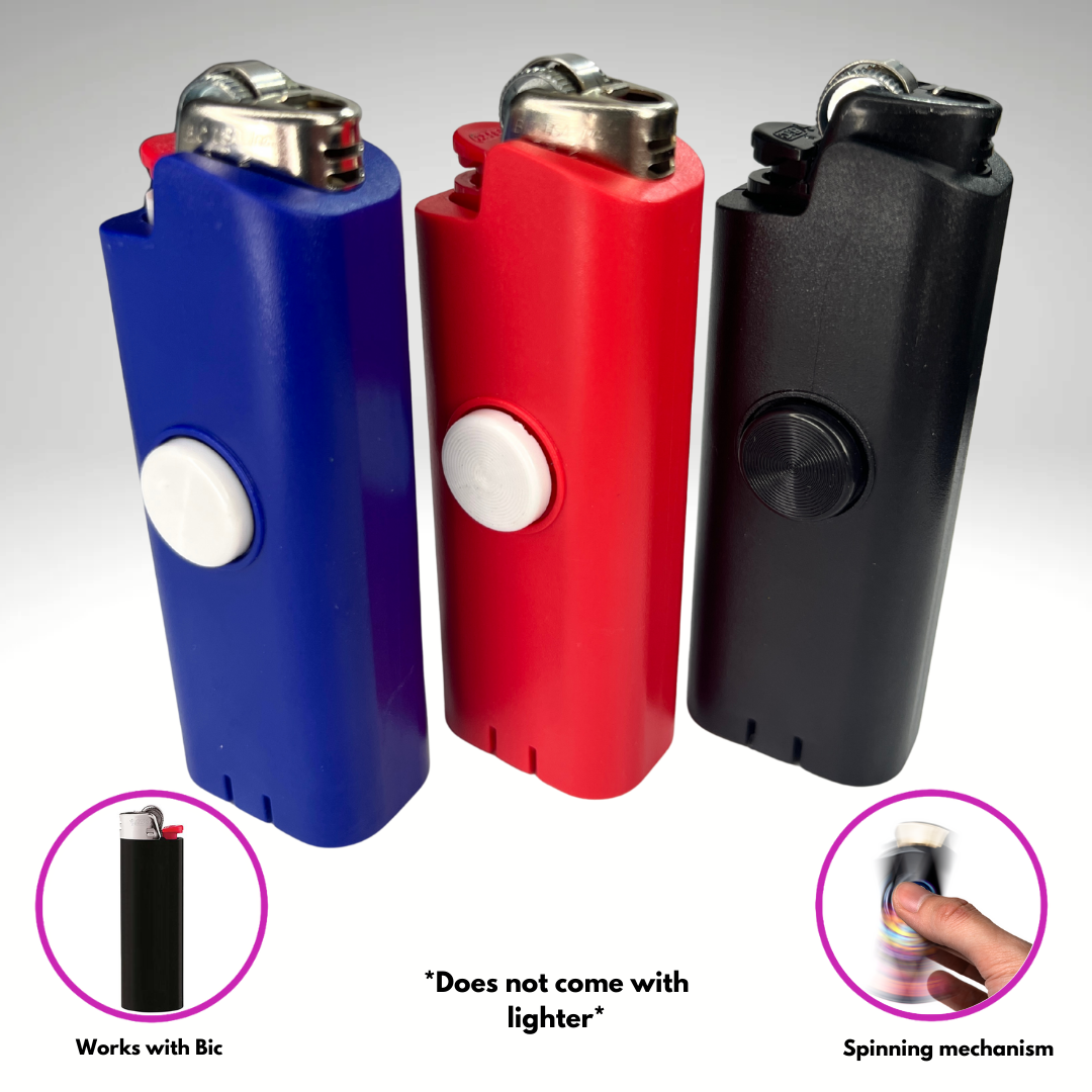 FLKR LYTR® 3PK "Red, Blue, Black Pack " Fidget Spinner Lighter Case for Bic® Spinner Lighter Case | FLKR LYTR
