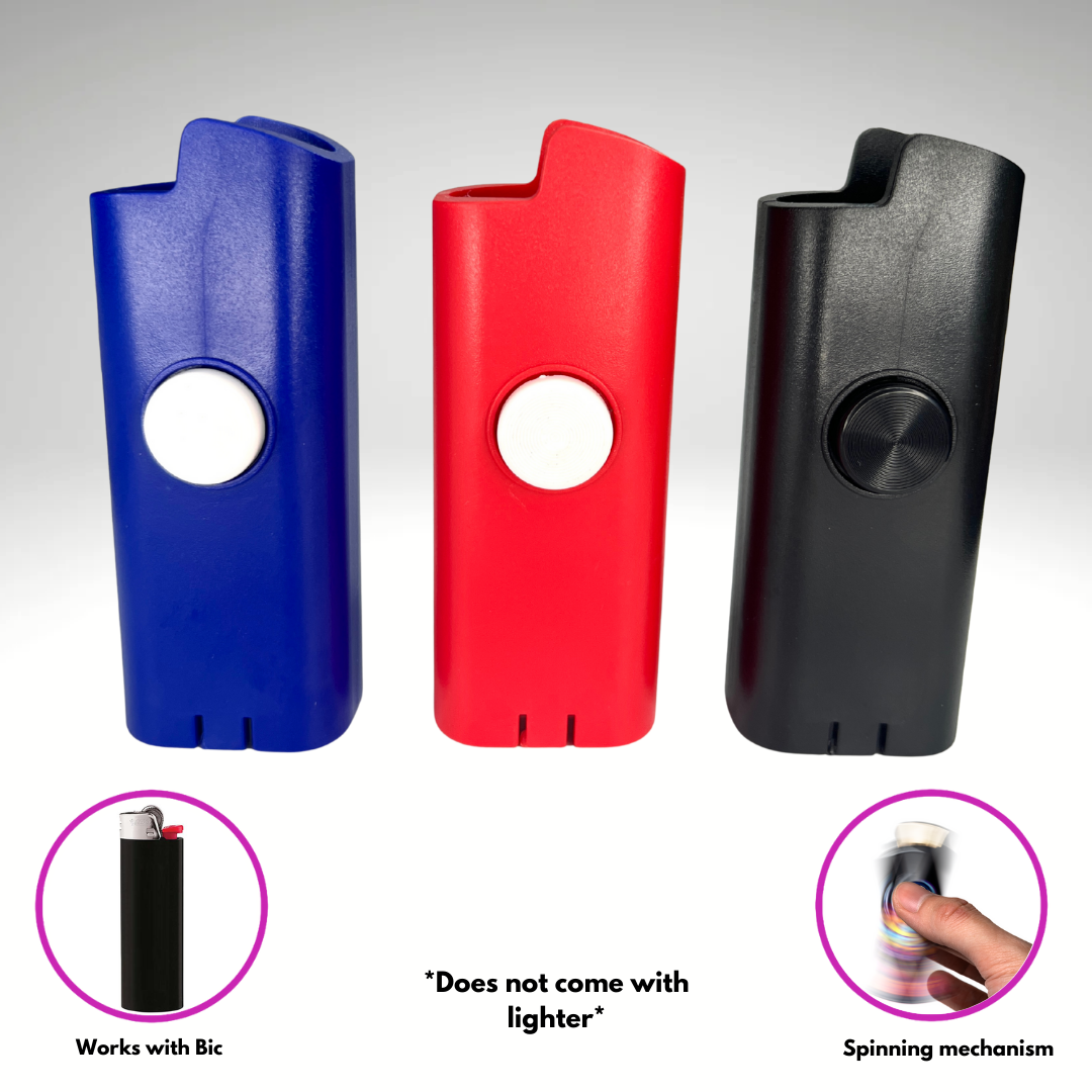 FLKR LYTR® 3PK "Red, Blue, Black Pack " Fidget Spinner Lighter Case for Bic® Spinner Lighter Case | FLKR LYTR