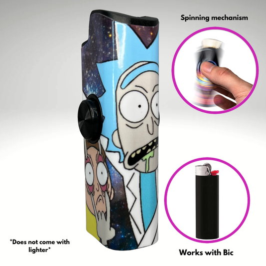 FLKR LYTR®  Fidget Spinner Lighter Case Must Have "R&M" for Bic® Spinner Lighter Case
