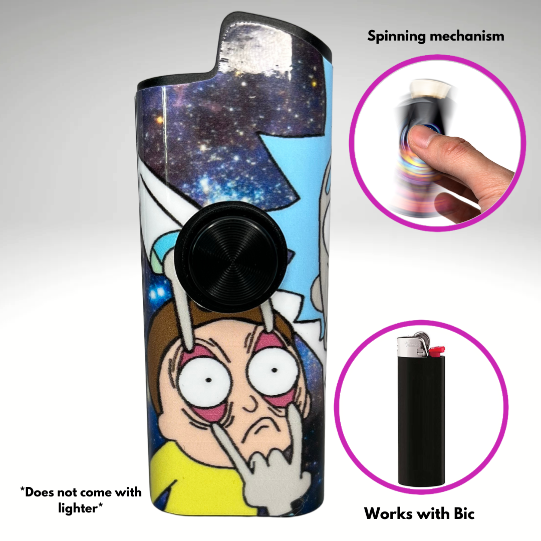 FLKR LYTR®  Fidget Spinner Lighter Case Must Have "R&M" for Bic® Spinner Lighter Case