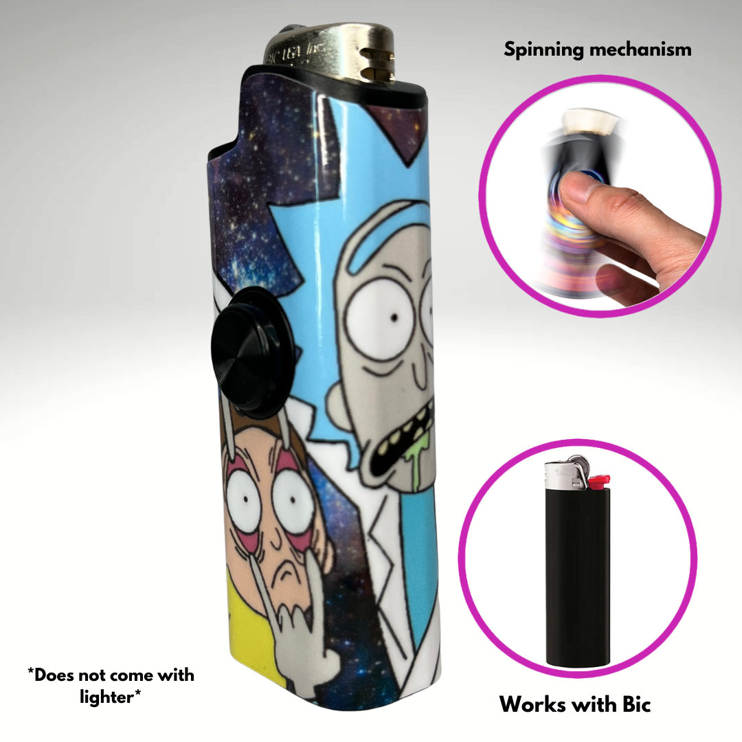 FLKR LYTR®  Fidget Spinner Lighter Case Must Have "R&M" for Bic® Spinner Lighter Case
