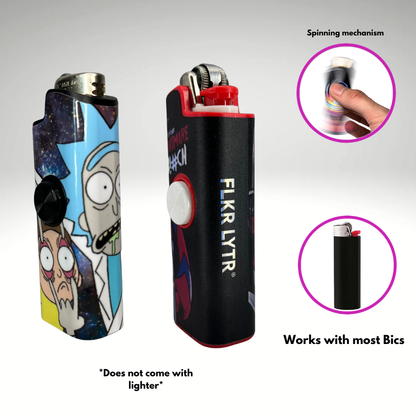 FLKR LYTR™ | R&M + Scarie Terrie 2Pk Fidget Spinner Lighter Case for Bic | FLKR LYTR