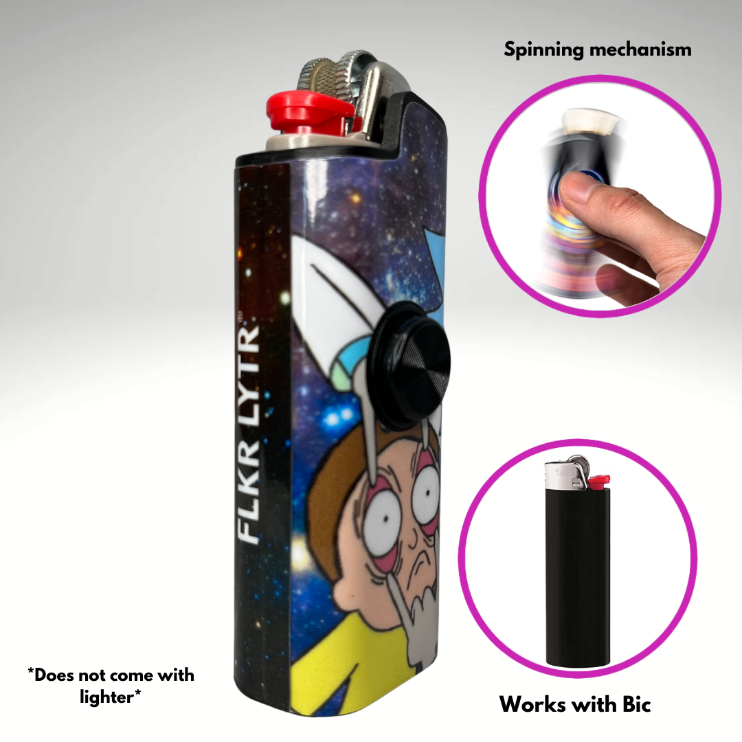 FLKR LYTR®  Fidget Spinner Lighter Case Must Have "R&M" for Bic® Spinner Lighter Case