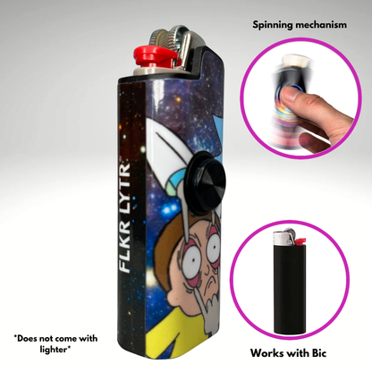 FLKR LYTR®  Fidget Spinner Lighter Case Must Have "R&M" for Bic® Spinner Lighter Case