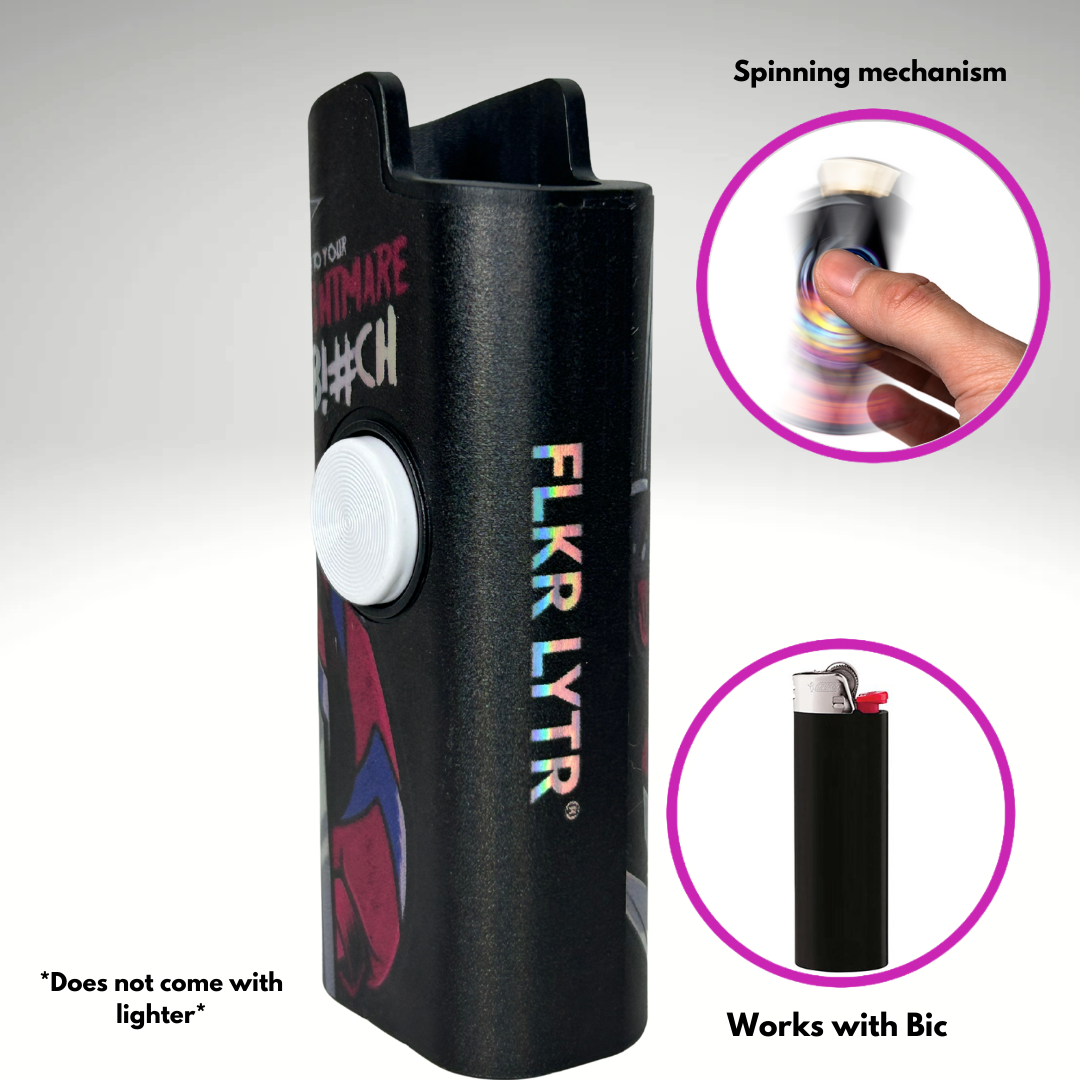 FLKR LYTR®  Fidget Spinner Lighter Case "Scarie Terrie" for Bic® Spinner Lighter Case | FLKR LYTR - $11.99)