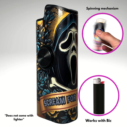 FLKR LYTR®  Fidget Spinner Lighter Case "Ghostman" for Bic® Spinner Lighter Case