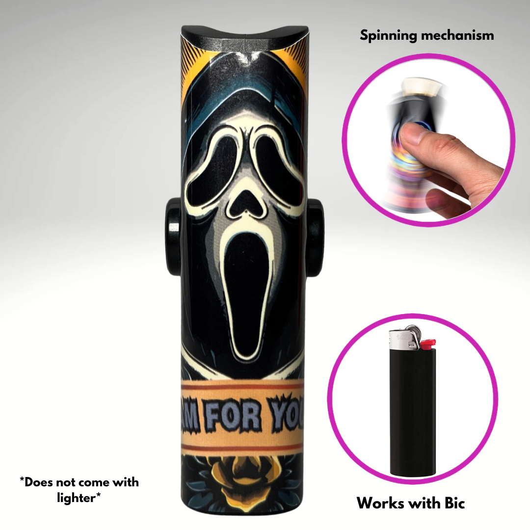 FLKR LYTR®  Fidget Spinner Lighter Case "Ghostman" for Bic® Spinner Lighter Case