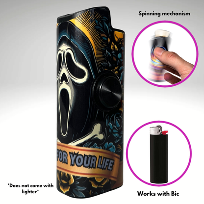 FLKR LYTR®  Fidget Spinner Lighter Case "Ghostman" for Bic® Spinner Lighter Case