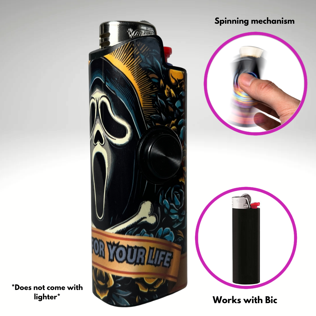 FLKR LYTR®  Fidget Spinner Lighter Case "Ghostman" for Bic® Spinner Lighter Case