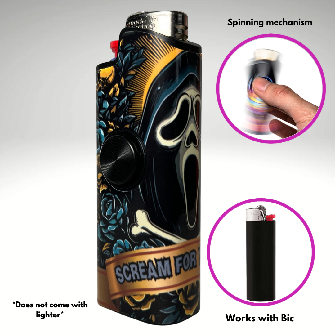 FLKR LYTR®  Fidget Spinner Lighter Case "Ghostman" for Bic® Spinner Lighter Case