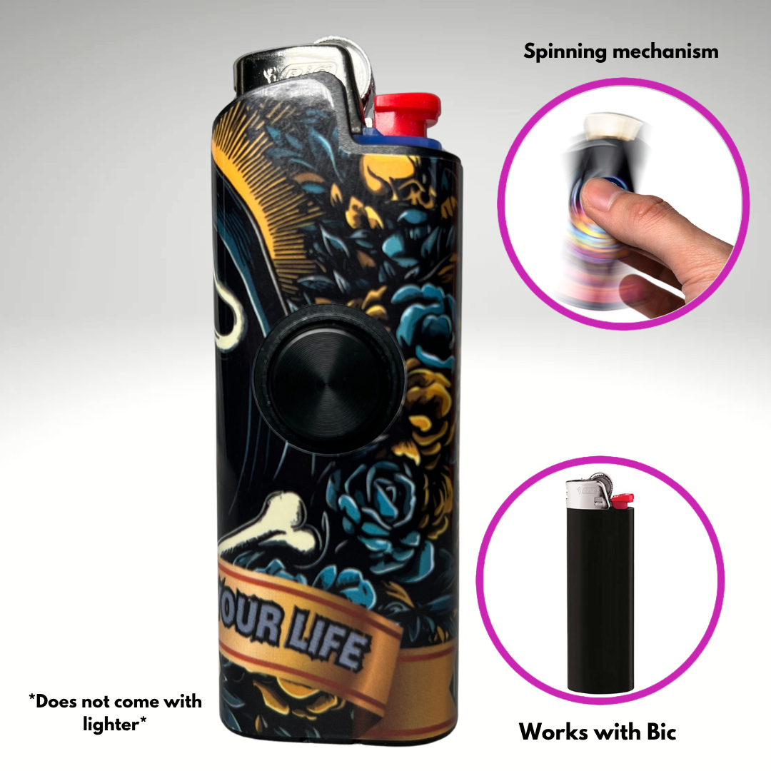FLKR LYTR®  Fidget Spinner Lighter Case "Ghostman" for Bic® Spinner Lighter Case