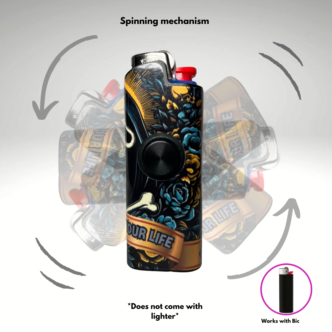 FLKR LYTR®  Fidget Spinner Lighter Case "Ghostman" for Bic® Spinner Lighter Case
