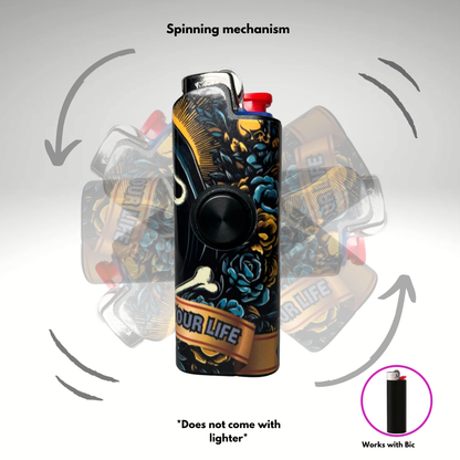 FLKR LYTR®  Fidget Spinner Lighter Case "Ghostman" for Bic® Spinner Lighter Case