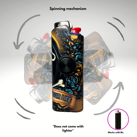 FLKR LYTR®  Fidget Spinner Lighter Case "Ghostman" for Bic® Spinner Lighter Case