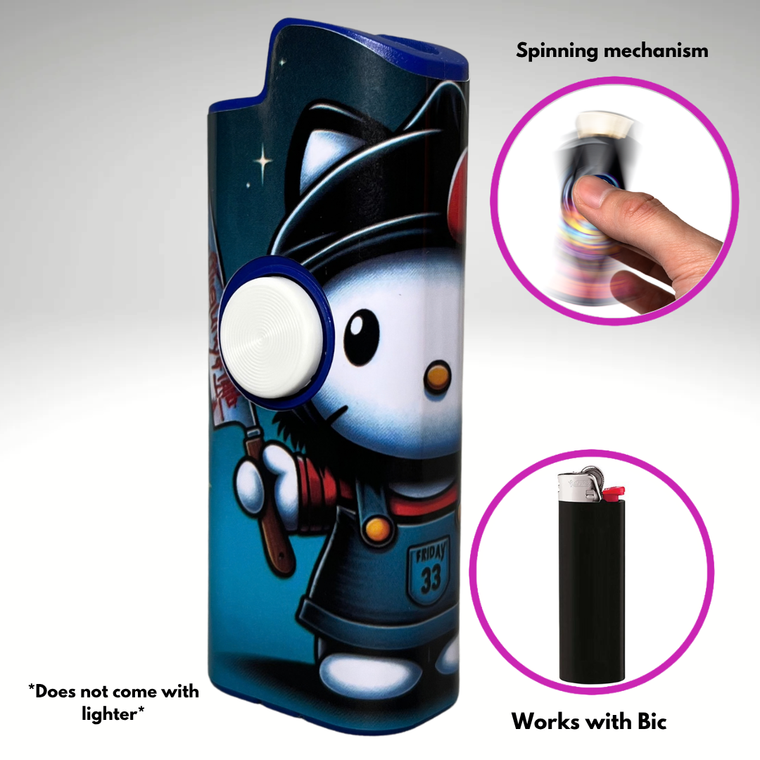 FLKR LYTR®  Fidget Spinner Lighter Case Must Have "Scream Kitty" for Bic® Spinner Lighter Case