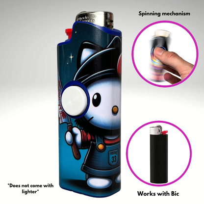 FLKR LYTR®  Fidget Spinner Lighter Case Must Have "Scream Kitty" for Bic® Spinner Lighter Case