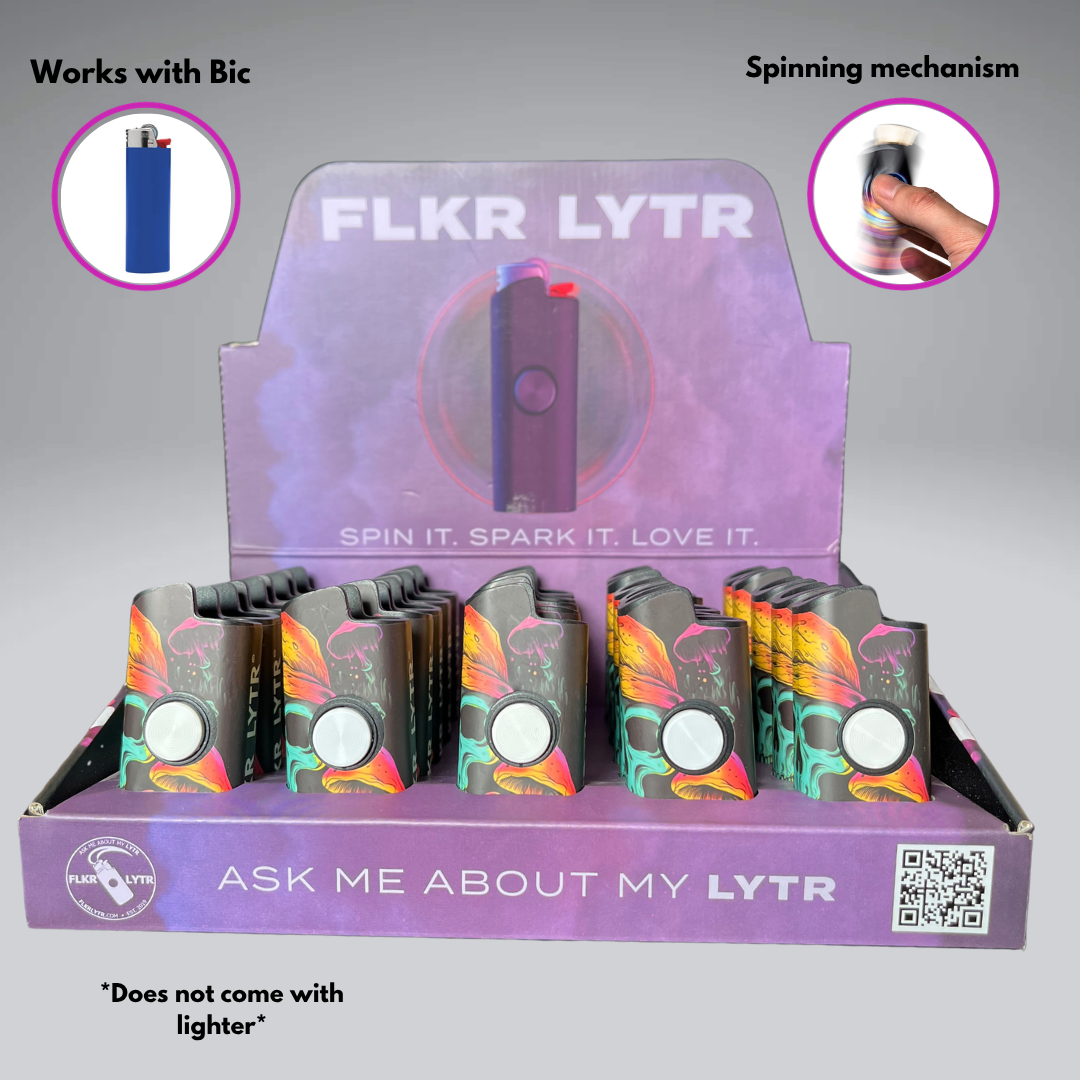 Mushroom Skull FLKR Retail Display Box Lighter Case for BIC® | FLKR LYTR