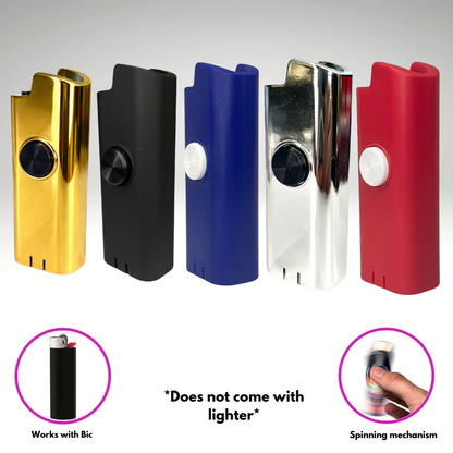 FLKR LYTR® 5PK "Red, Blue, Black, Gold, Silver Pack " Fidget Spinner Lighter Case for Bic® Spinner Lighter Case | FLKR LYTR