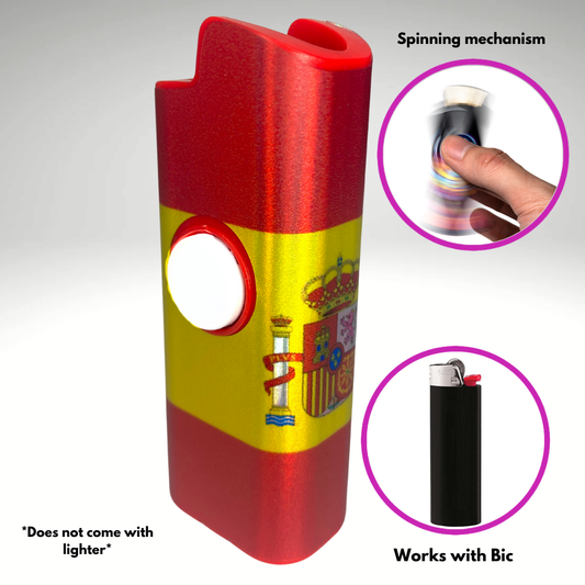 FLKR LYTR® Fidget Spinner Lighter Case "Spain Flag" for Bic® Spinner Lighter Case | FLKR LYTR - $11.99