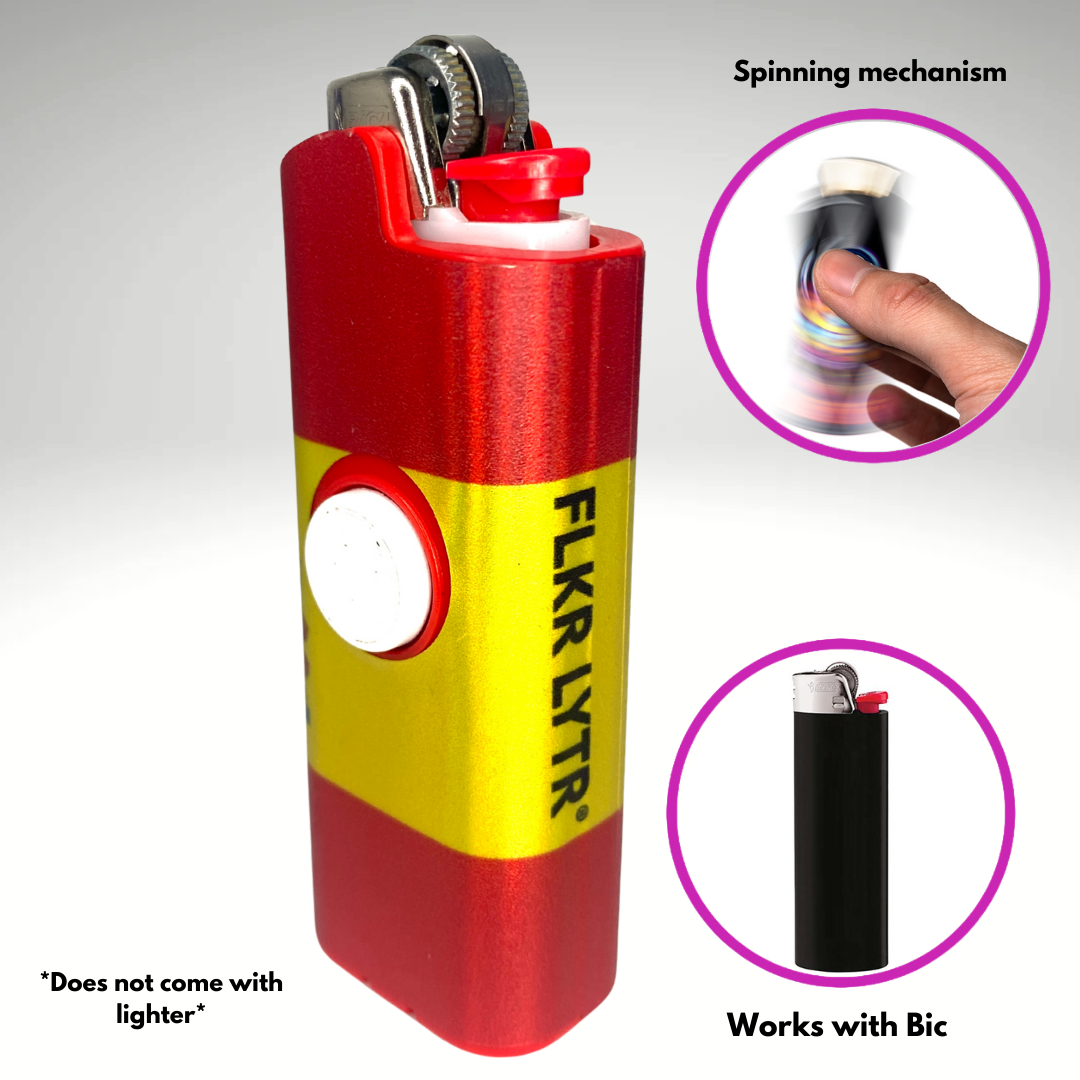 FLKR LYTR® Fidget Spinner Lighter Case "Spain Flag" for Bic® Spinner Lighter Case | FLKR LYTR - $11.99