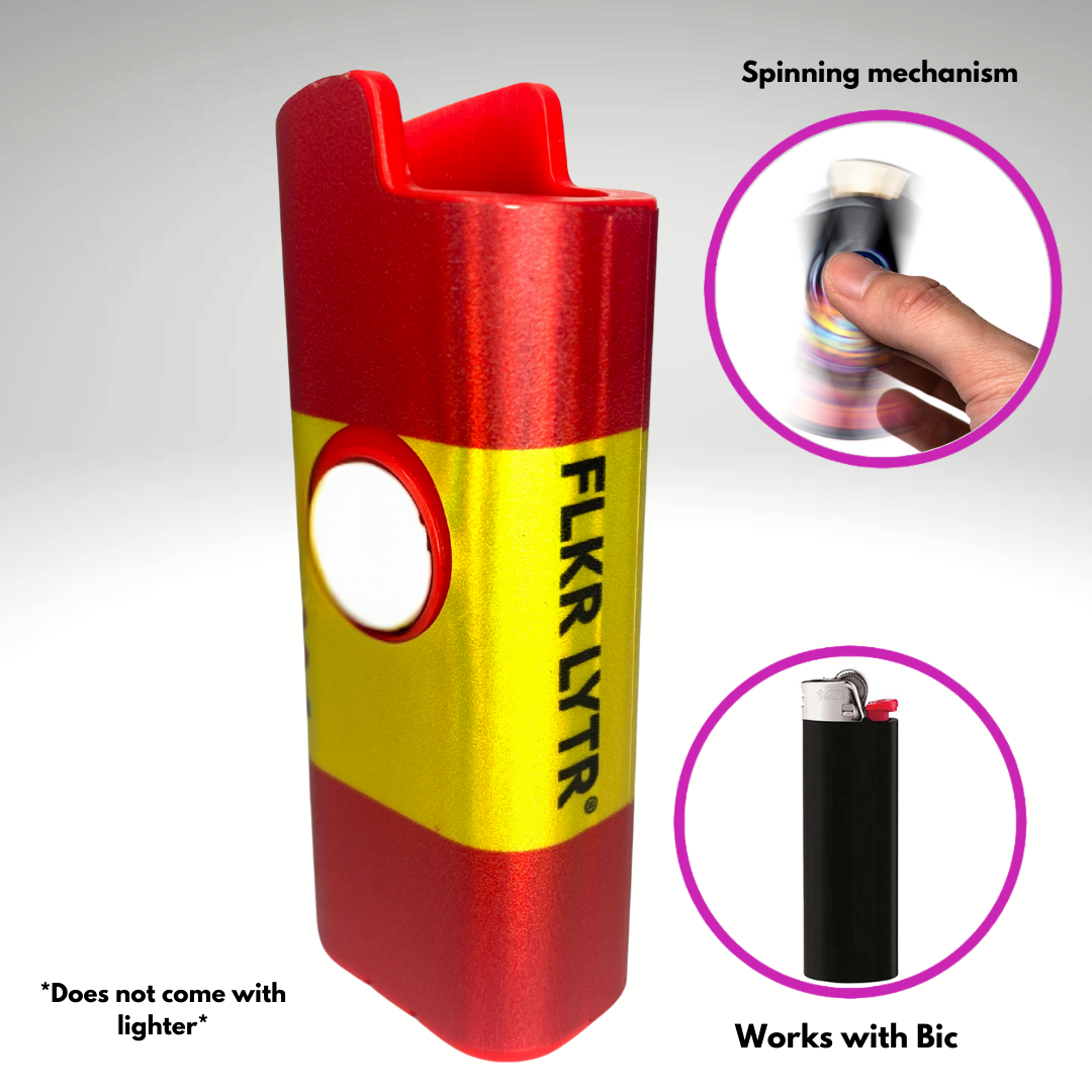 FLKR LYTR® Fidget Spinner Lighter Case "Spain Flag" for Bic® Spinner Lighter Case | FLKR LYTR - $11.99