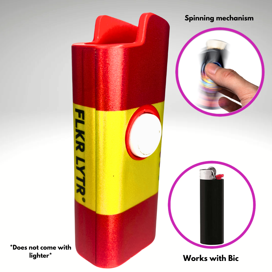 FLKR LYTR® Fidget Spinner Lighter Case "Spain Flag" for Bic® Spinner Lighter Case | FLKR LYTR - $11.99