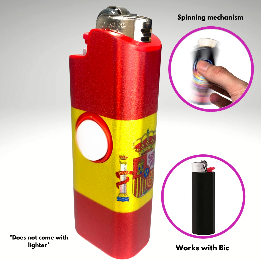 FLKR LYTR® Fidget Spinner Lighter Case "Spain Flag" for Bic® Spinner Lighter Case | FLKR LYTR - $11.99