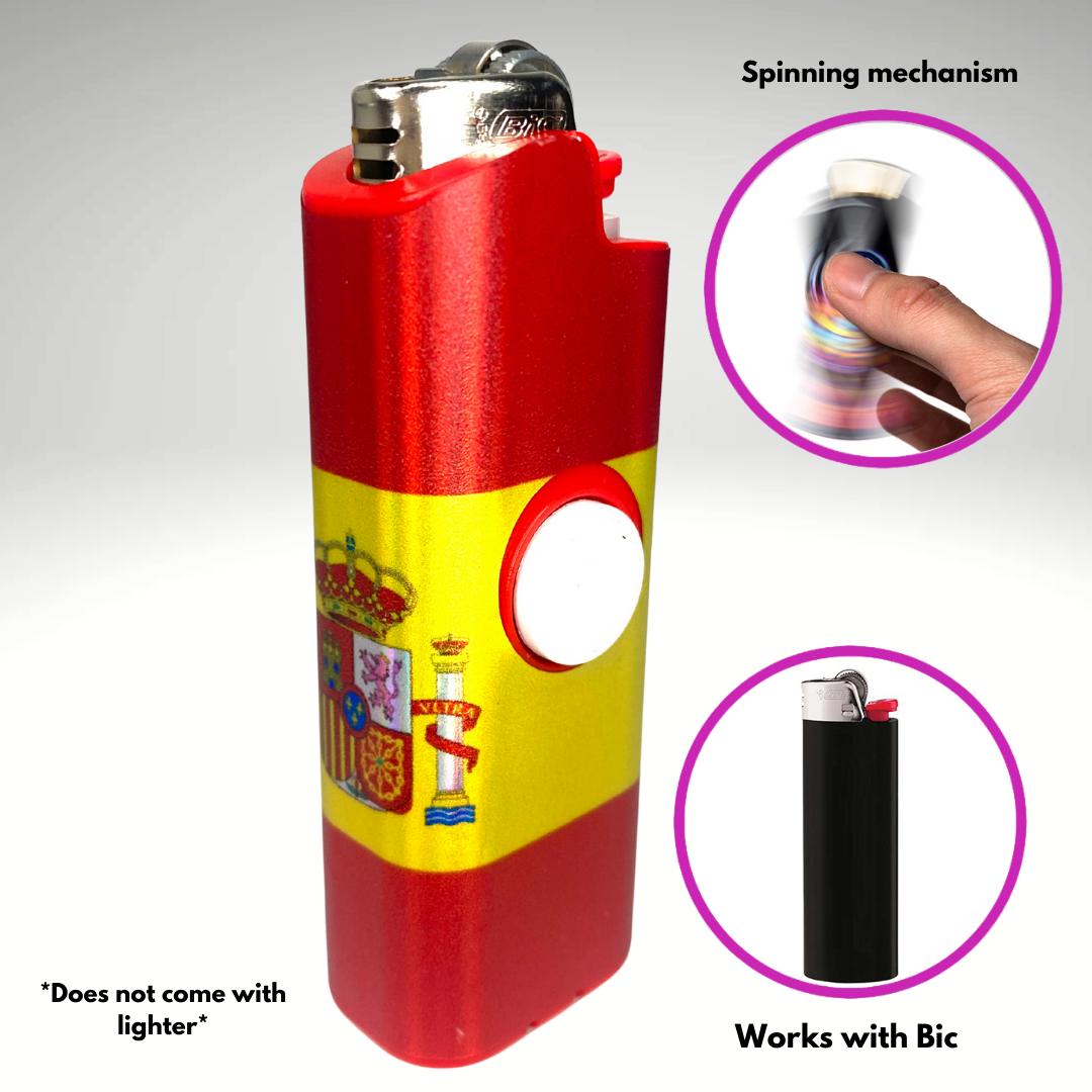 FLKR LYTR® Fidget Spinner Lighter Case "Spain Flag" for Bic® Spinner Lighter Case | FLKR LYTR - $11.99