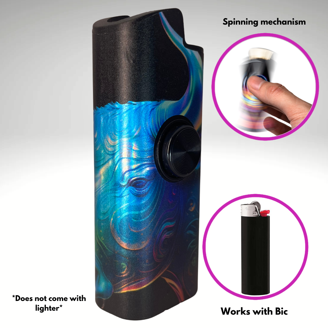 FLKR LYTR® Fidget Spinner Lighter Case "Taurus" for Bic® Spinner Lighter Case
