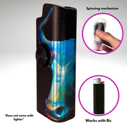 FLKR LYTR® Fidget Spinner Lighter Case "Taurus" for Bic® Spinner Lighter Case