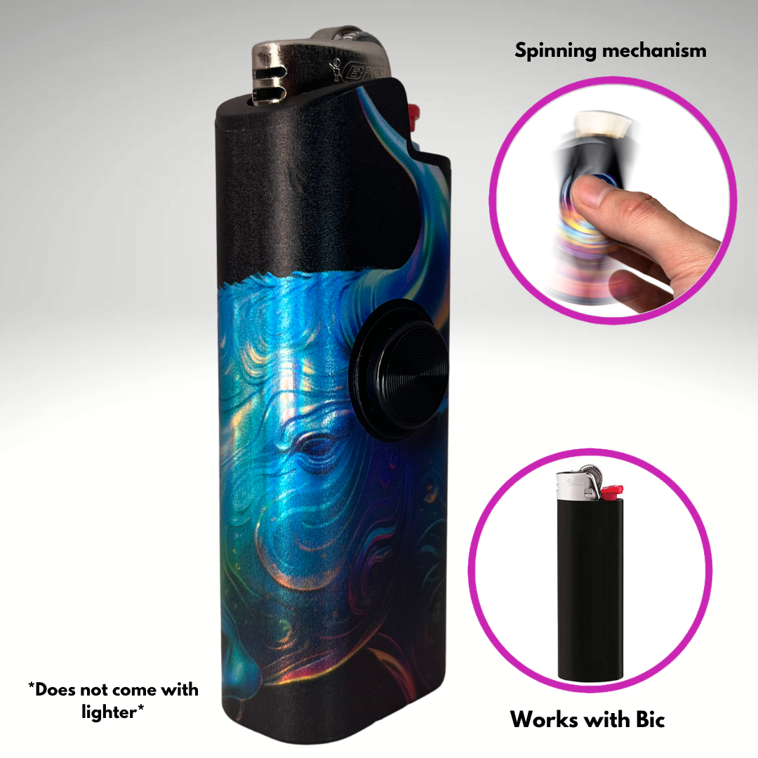 FLKR LYTR® Fidget Spinner Lighter Case "Taurus" for Bic® Spinner Lighter Case