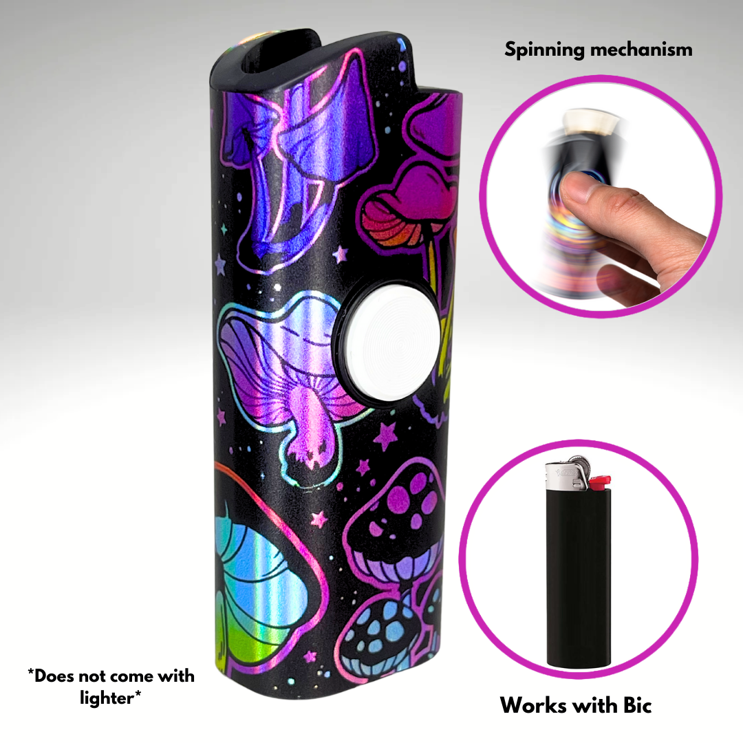 FLKR LYTR® Fidget Spinner Lighter Case "Trippy Mushroom " for Bic® Spinner Lighter Case | FLKR LYTR - $11.99