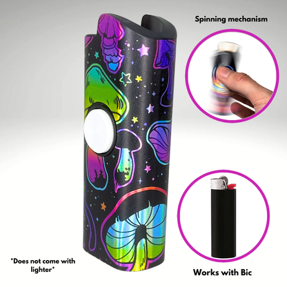 FLKR LYTR® Fidget Spinner Lighter Case "Trippy Mushroom " for Bic® Spinner Lighter Case | FLKR LYTR - $11.99