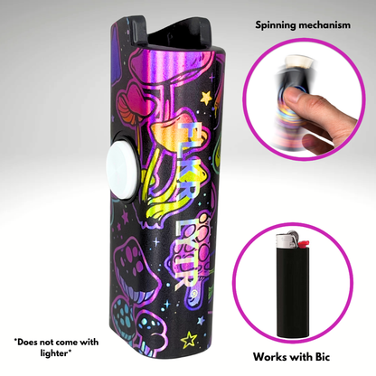 FLKR LYTR® Fidget Spinner Lighter Case "Trippy Mushroom " for Bic® Spinner Lighter Case | FLKR LYTR - $11.99