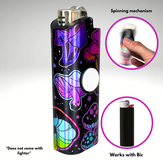 FLKR LYTR® Fidget Spinner Lighter Case "Trippy Mushroom " for Bic® Spinner Lighter Case | FLKR LYTR - $11.99