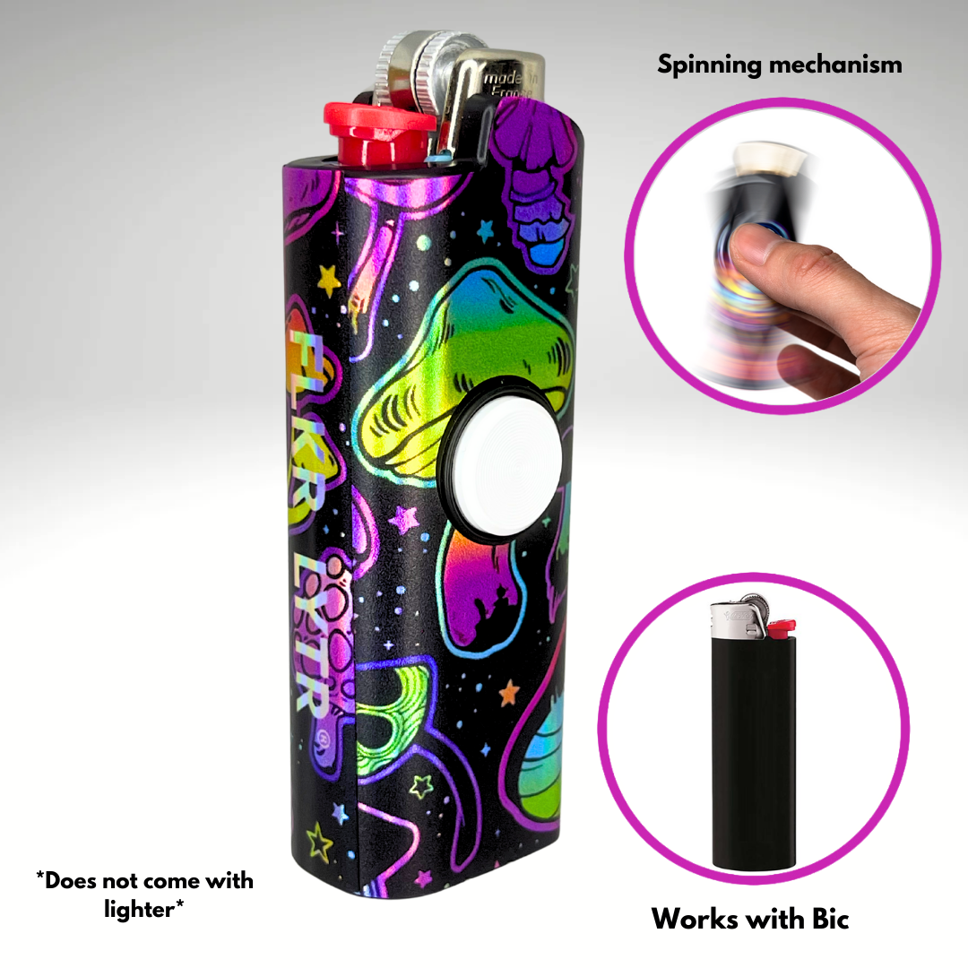 FLKR LYTR® Fidget Spinner Lighter Case "Trippy Mushroom " for Bic® Spinner Lighter Case | FLKR LYTR - $11.99