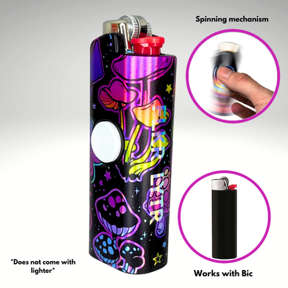 FLKR LYTR® Fidget Spinner Lighter Case "Trippy Mushroom " for Bic® Spinner Lighter Case | FLKR LYTR - $11.99