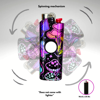 FLKR LYTR® Fidget Spinner Lighter Case "Trippy Mushroom " for Bic® Spinner Lighter Case | FLKR LYTR - $11.99