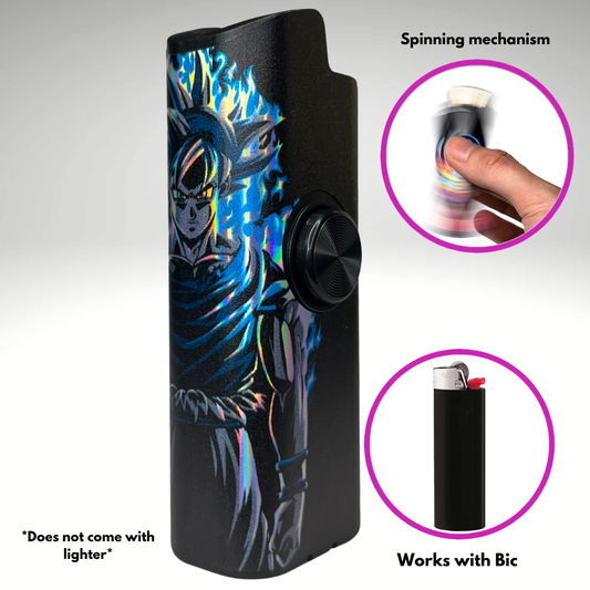 FLKR LYTR® Amazon Prime Must Have Fidget Spinner Lighter Case "UI Goku" for Bic® Lighter Case