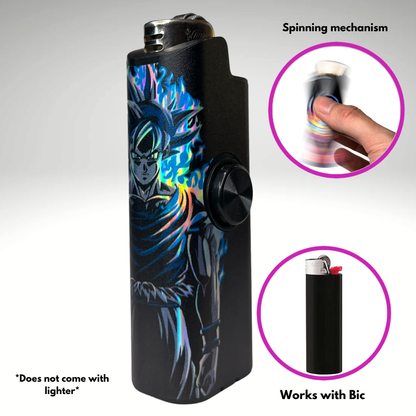 FLKR LYTR® Amazon Prime Must Have Fidget Spinner Lighter Case "UI Goku" for Bic® Lighter Case