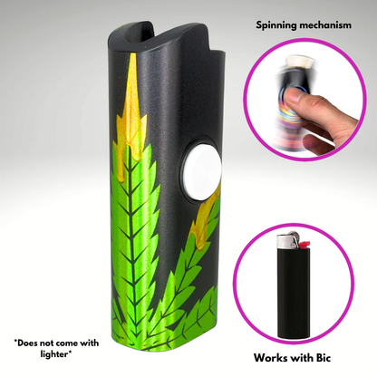 FLKR LYTR® Fidget Spinner Lighter Case "Green Drip" for Bic® Lighter Case - $11.99