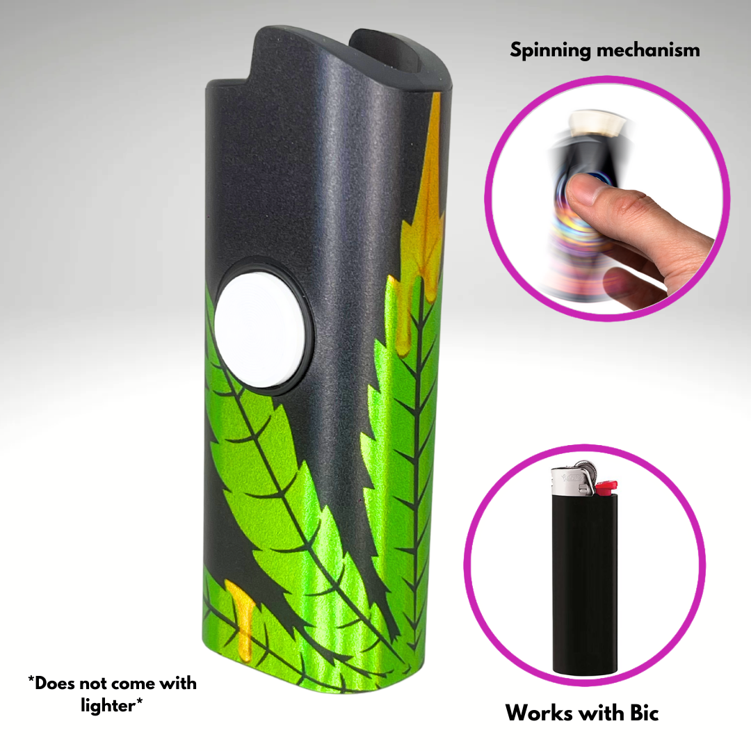 FLKR LYTR® Fidget Spinner Lighter Case "Green Drip" for Bic® Lighter Case - $11.99