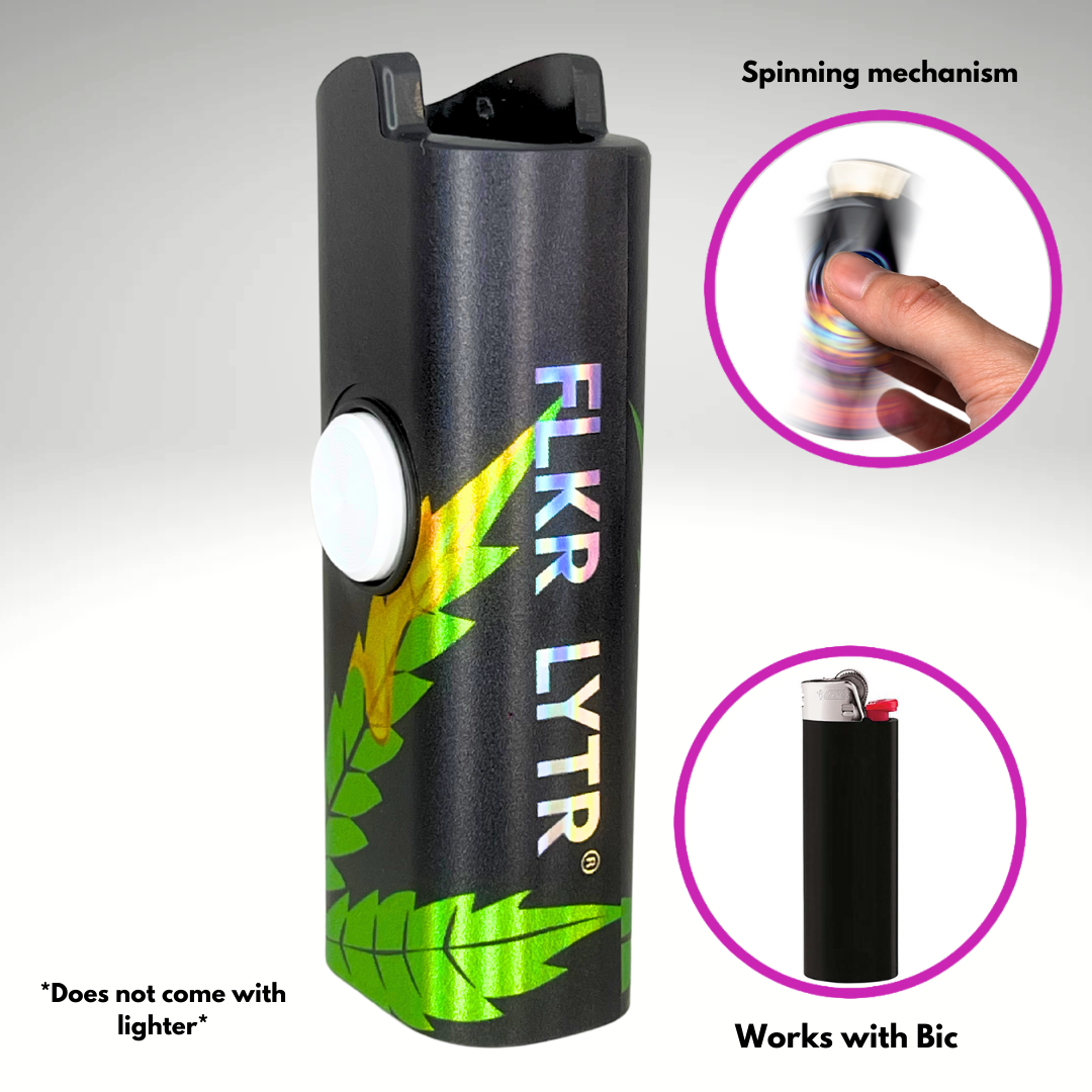 FLKR LYTR® Fidget Spinner Lighter Case "Green Drip" for Bic® Lighter Case - $11.99