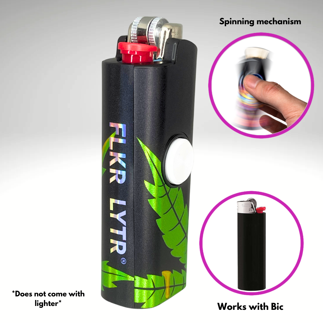 FLKR LYTR® Fidget Spinner Lighter Case "Green Drip" for Bic® Lighter Case - $11.99