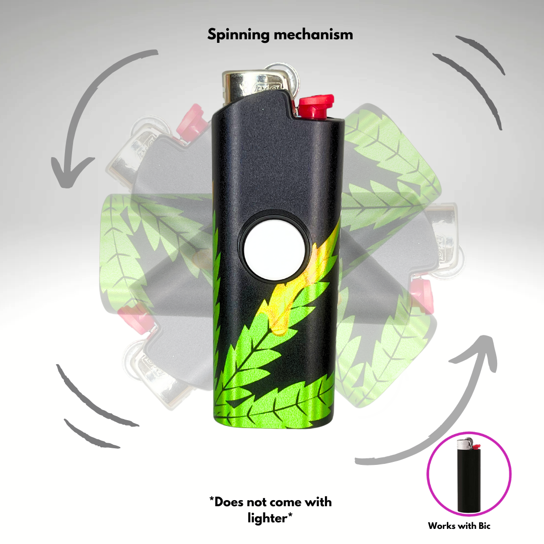 FLKR LYTR® Fidget Spinner Lighter Case "Green Drip" for Bic® Lighter Case - $11.99