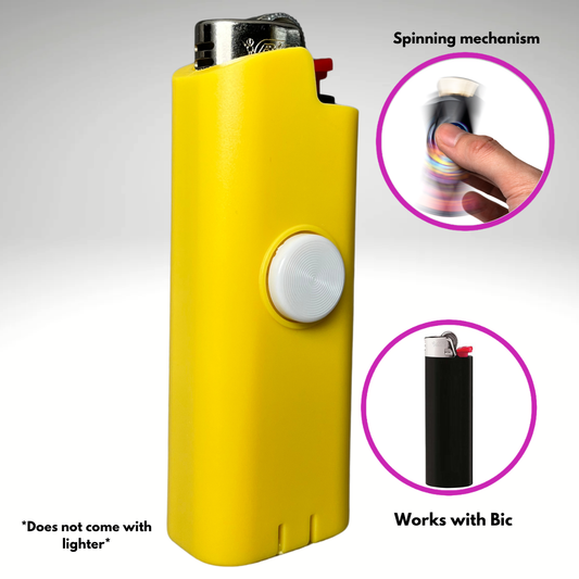 FLKR LYTR® Yellow Fidget Spinner Lighter Case Amazon Must Have "Yellow" for Bic® Spinner Lighter Case