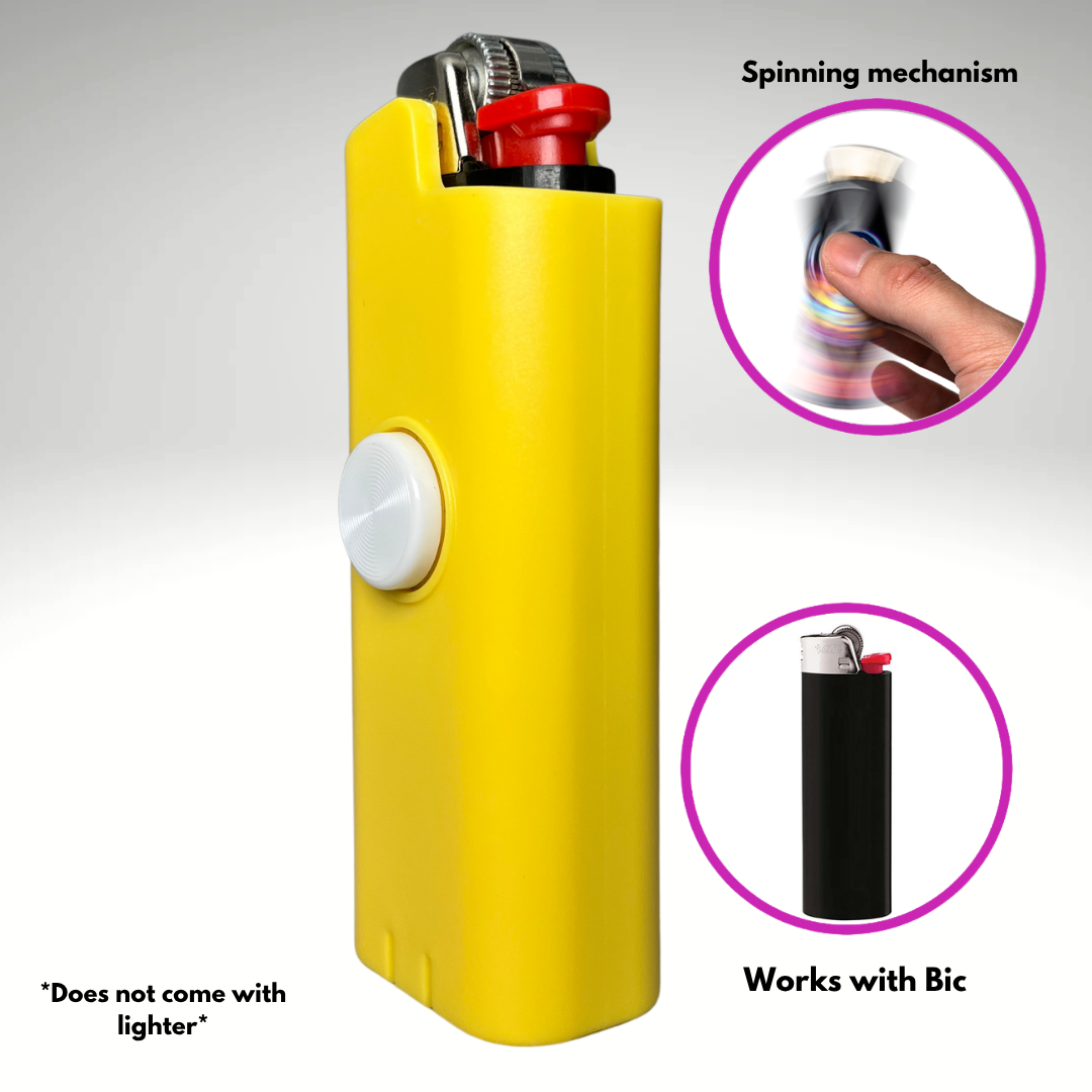 FLKR LYTR® Yellow Fidget Spinner Lighter Case Amazon Must Have "Yellow" for Bic® Spinner Lighter Case