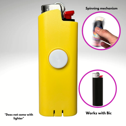 FLKR LYTR® Yellow Fidget Spinner Lighter Case Amazon Must Have "Yellow" for Bic® Spinner Lighter Case