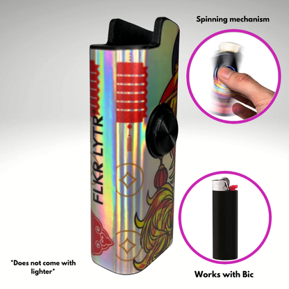 FLKR LYTR®  Fidget Spinner Lighter Case "Year of The Fire Pony" for Bic® Spinner Lighter Case