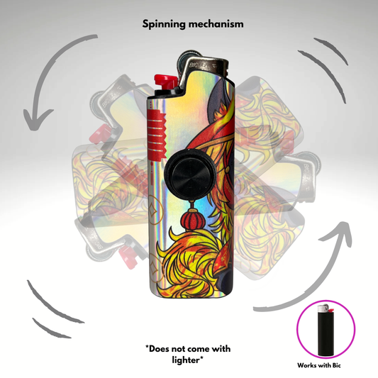 FLKR LYTR®  Fidget Spinner Lighter Case "Year of The Fire Pony" for Bic® Spinner Lighter Case